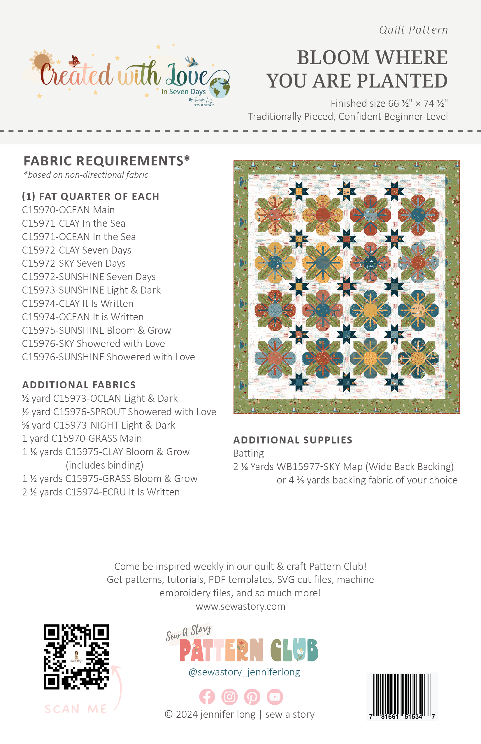 Bloom Where You Are Planted – Digital Quilt Pattern PC